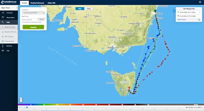 S2H Extreme course options - which with one exception are remarkably similar and in agreement at noon on December 24, 2016 © PredictWind